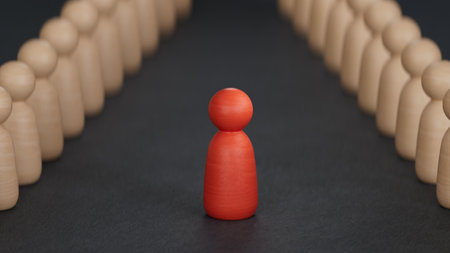 Composition from chessmen.Perfect for representing business strategy, leadership, and management.3D rendering on black background.の写真素材