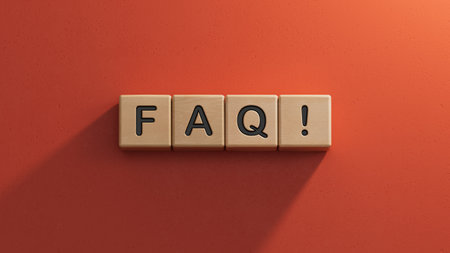 faq word written on wooden cubes with copy space.close up of wooden elements,Business Concept.3D rendering on red background.の写真素材