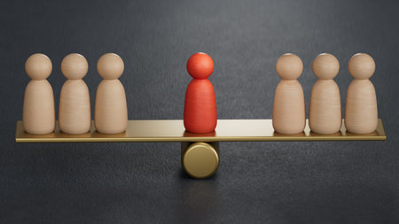 Uniqueness, balance, leadership and competition concept.Leadership with business success concept.3D...