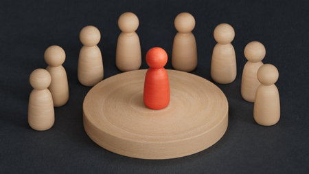 3d red King chess figure on center of golden dartboard. bullseye in target. Business investment goal, idea challenge, objective strategy.3D rendering on black background.の写真素材