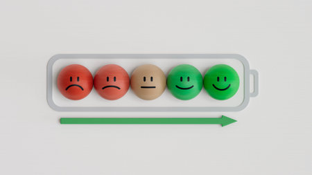 world mental health day, Emotion wooden blocks in status charging battery, angry, indifferent,...