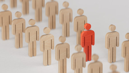 Stand out from the crowd. Individuality, originality and uniqueness. Made and rendered in C4D, not AI.の写真素材