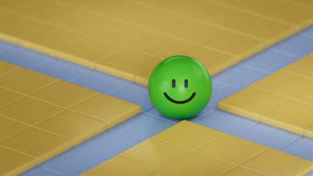 BALL with smile, normal and sad face. Facial expressions. Mental health assessment. 3D rendering on white background.の写真素材