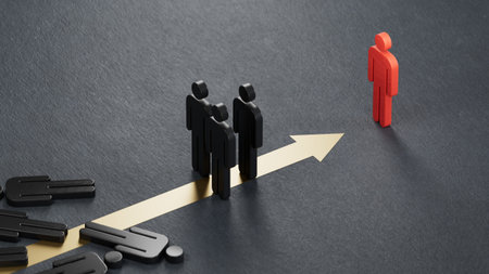 3D illustration of RED, silver and bronze pawns. Concept of leadership strategy and competitive...