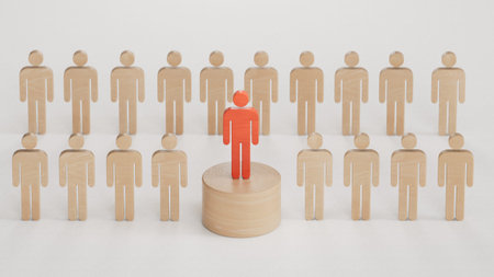 Wooden pieces wealth growth and career success, achievement, economic status and social achievement. 3D rendering on white background.の写真素材