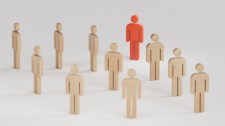 Human resource management. Looking for talented employee. economic status and social achievement.3D rendering on white background.の写真素材