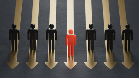 Leadership. Arrows.Leadership with business success concept. Leadership with business success concept.3D rendering on black background.の写真素材