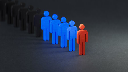 Leader of group. Leadership and teamwork concept. economic status and social achievement.Leadership with business success concept.3D rendering on black background.の写真素材