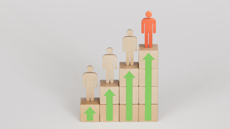 Success idea of business growth or business person working career. Mission, goal or objective in management or marketing planning. 3D rendering on white background.の写真素材