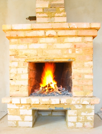 old fireplace in the houseの写真素材