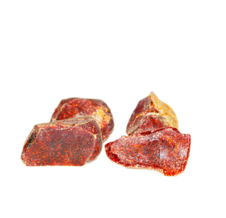 Freshly dug raw red amberの写真素材