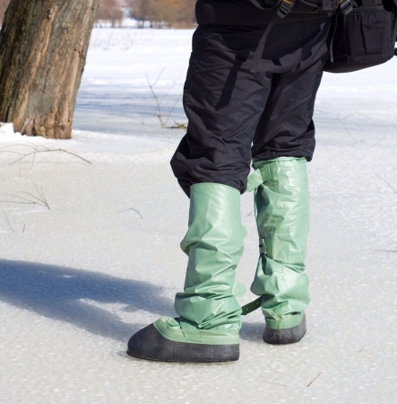 Special footwear for the fisher in the springの写真素材