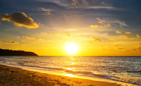 Summer sunset on the beachの写真素材