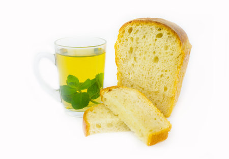 Bread in leaven (Levito madre) and tea with melissa
