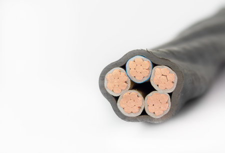 Cable wires copper isolated on whiteの写真素材