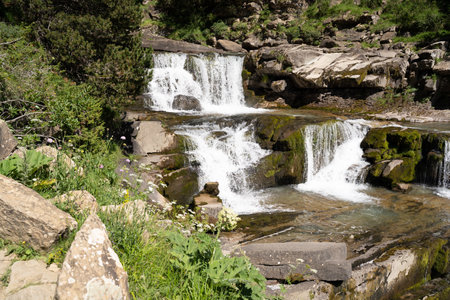 mountain river lagoons in the pyreneesの写真素材