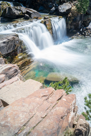 waterfall in the river in Ordesa National Park in the spanish Pyrenees (long exposure)の写真素材