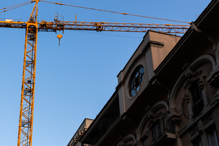 Building maintenance work in the center of the city of Bari, in Italy, in the university district.の写真素材