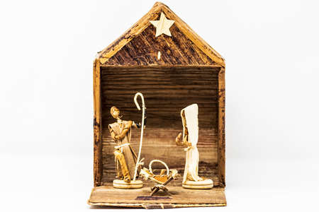 Alternative Christmas nativity scene worked with wood and other materials, made by artisans of Kenya.の写真素材