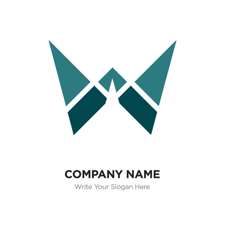 W Letter Logo with green connected line elements. Abstract geometric design, Elegant Alphabet logotype.のイラスト素材