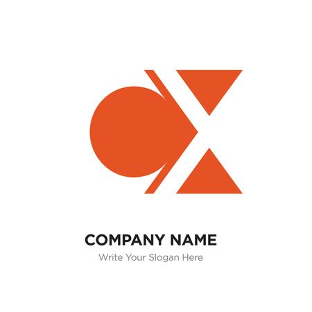 Abstract letter CX,XC logo design template, orange Alphabet initial letters company name concept. Flat thin line segments connected to each otherのイラスト素材