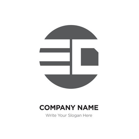 Abstract letter ED DE logo design template, Black Alphabet initial letters company name concept. Flat thin line segments connected to each otherのイラスト素材