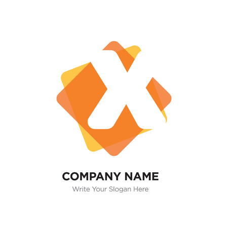 Abstract letter X logo design template. White vector icon on yellow background.のイラスト素材