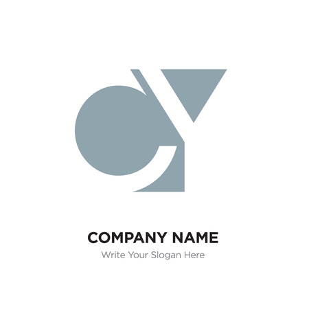 Abstract letter CY,YC logo design template, matte Alphabet initial letters company name concept. Flat thin line segments connected to each otherのイラスト素材