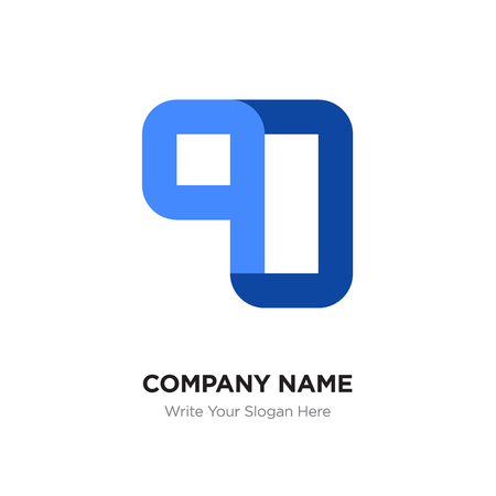 Abstract letter QO or OQ logo design template, Black Alphabet initial letters company name concept. Flat thin line segments connected to each otherのイラスト素材