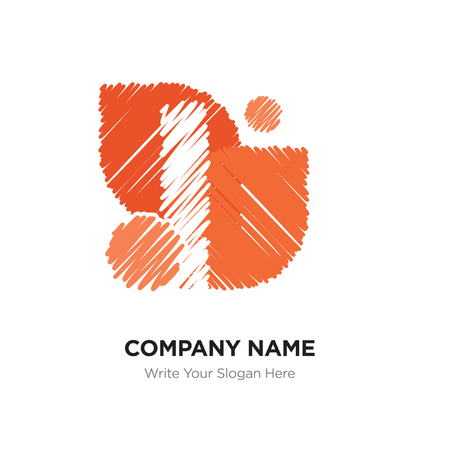 I Letter Logo with Vintage Grunge Cut Design. Destroyed Drawing Elegant Letter Icon Vector, Abstract Alphabet logotype on red background.のイラスト素材