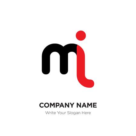 Abstract letter mi or im logo design template, Black Alphabet initial letters company name concept. Flat thin line segments connected to each otherのイラスト素材