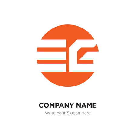 Abstract letter EG GE logo design template, Orange Alphabet initial letters company name concept. Flat thin line segments connected to each otherのイラスト素材