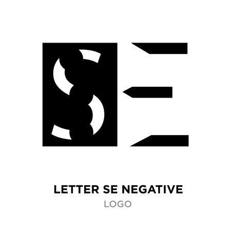 Abstract letter SE negative logo on white background, initial letters SE iconのイラスト素材