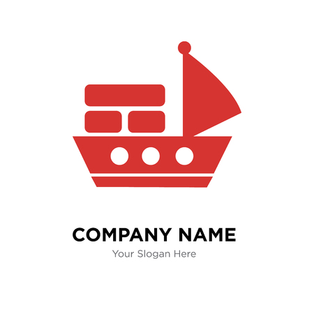Sea ship with containers company logo design template, Business corporate vector iconのイラスト素材