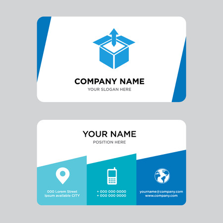 Delivery box package opened with up arrow business card design template, Visiting for your company, Modern Creative and Clean identity Card Vector Illustrationのイラスト素材