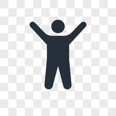 Arms up vector icon isolated on transparent background, Arms up logo conceptのイラスト素材