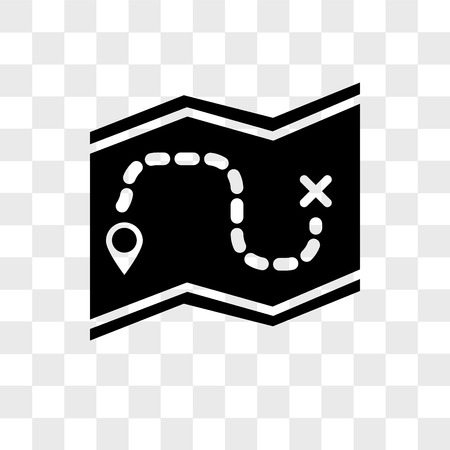 Treasure map with X vector icon isolated on transparent background, Treasure map with X logo conceptのイラスト素材