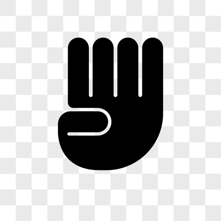 Four finger in hand vector icon isolated on transparent background, Four finger in hand logo conceptのイラスト素材