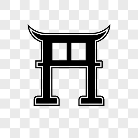 Torii vector icon isolated on transparent background, Torii logo conceptのイラスト素材
