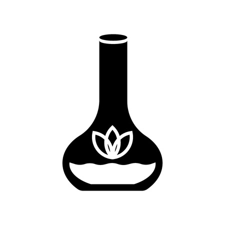 Experiment flask with leaves symbol icon vector isolated on white background for your web and mobile app designのイラスト素材