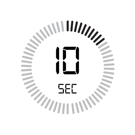 The 10 seconds icon, digital timer. clock and watch, timer, countdown symbol isolated on white background, stopwatch vector iconのイラスト素材