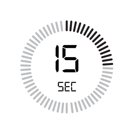 The 15 seconds icon, digital timer. clock and watch, timer, countdown symbol isolated on white background, stopwatch vector iconのイラスト素材