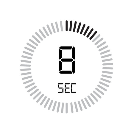 The 8 seconds icon, digital timer. clock and watch, timer, countdown symbol isolated on white background, stopwatch vector iconのイラスト素材