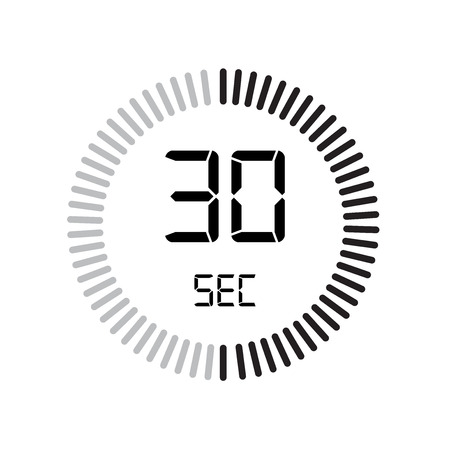 The 30 seconds icon, digital timer. clock and watch, timer, countdown symbol isolated on white background, stopwatch vector iconのイラスト素材
