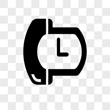 Phone auricular and a clock vector icon isolated on transparent background, Phone auricular and a clock logo conceptのイラスト素材