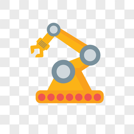 Robot arm vector icon isolated on transparent background, Robot arm logo conceptのイラスト素材