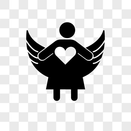 Angel with open arms vector icon isolated on transparent background, Angel with open arms logo conceptのイラスト素材