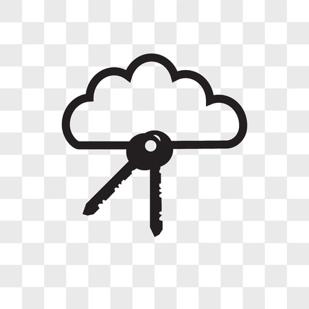 Cloud encryption and security vector icon isolated on transparent background, Cloud encryption and security logo conceptのイラスト素材