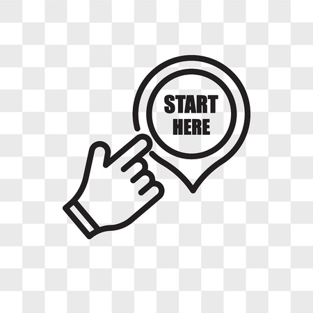 start here vector icon isolated on transparent background, start here logo conceptのイラスト素材
