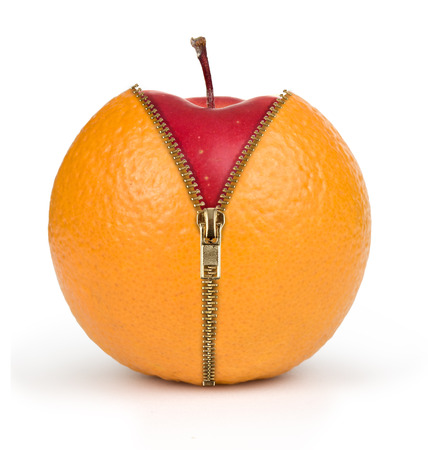 apple inside orange の写真素材